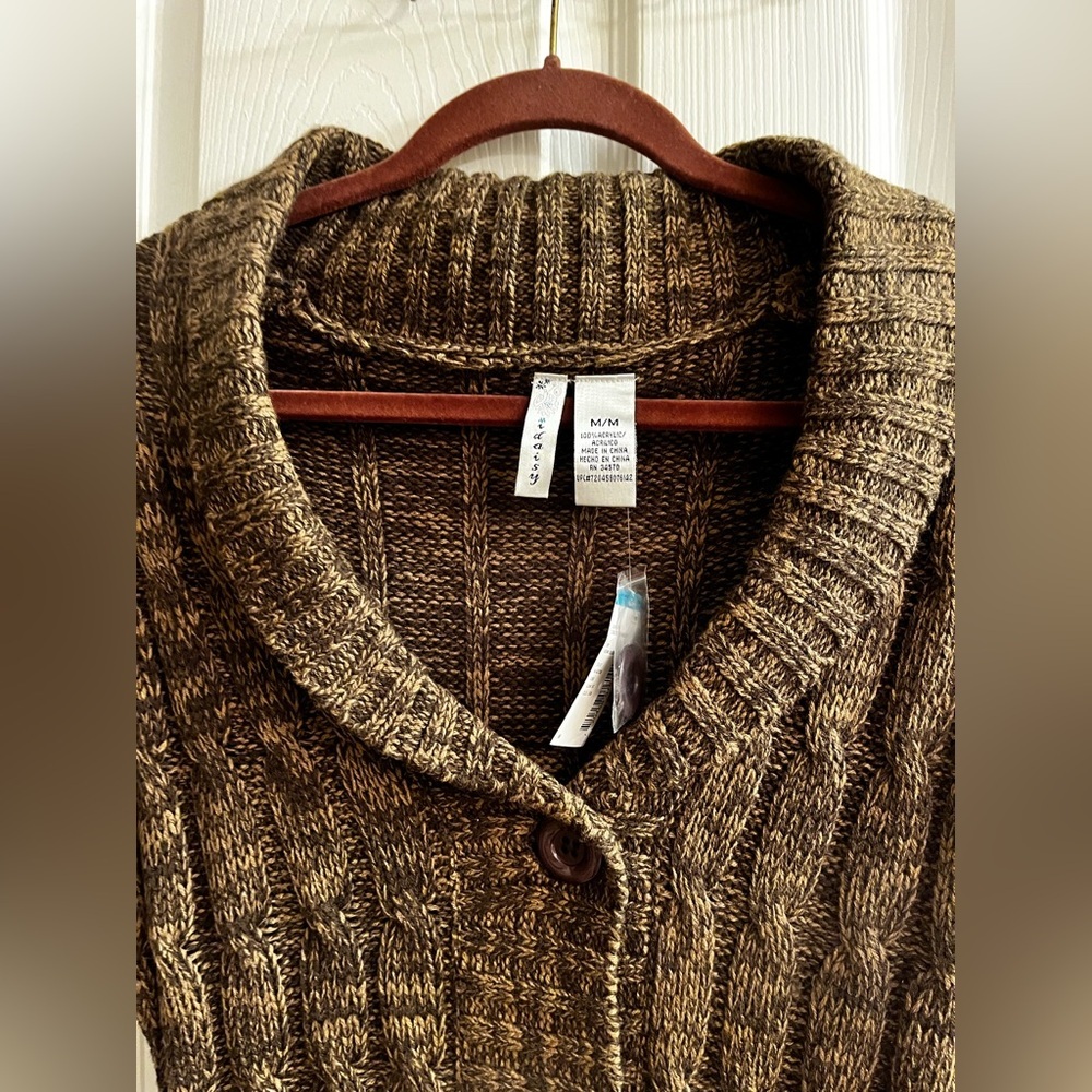 DAISY~SEARS~Dark Brown Knit Cardigan~NWT~M - Picture 3 of 9
